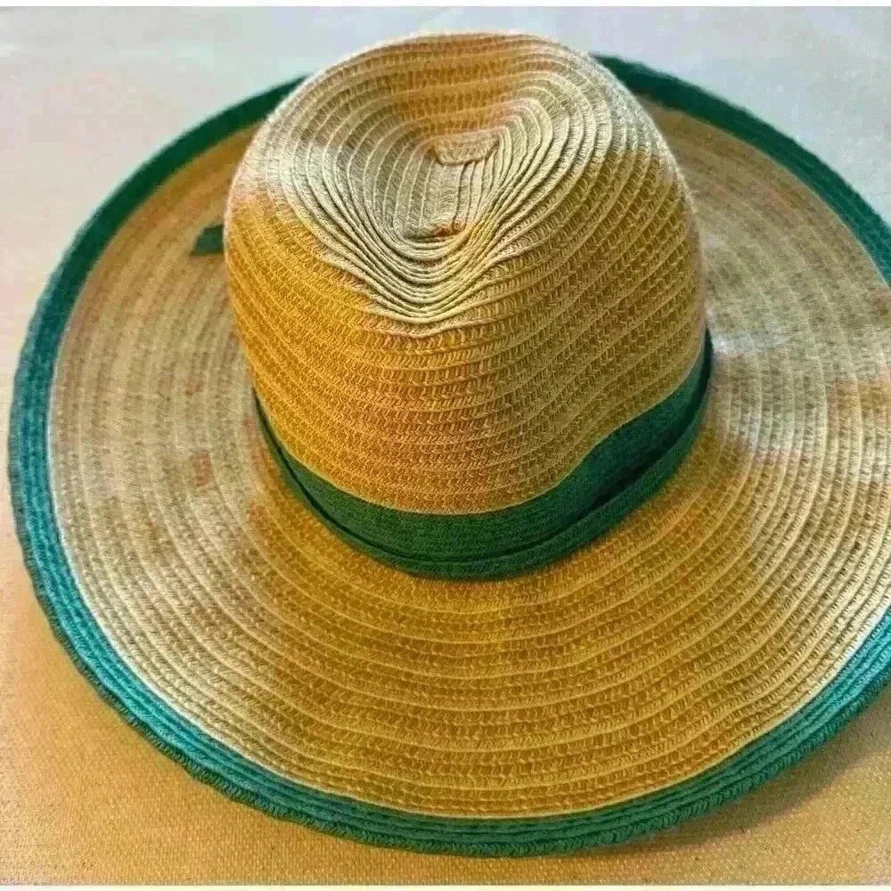 Cappelli Straworld Sun Hat 15” Turquoise Ribbon Band and Edging Flower Charm